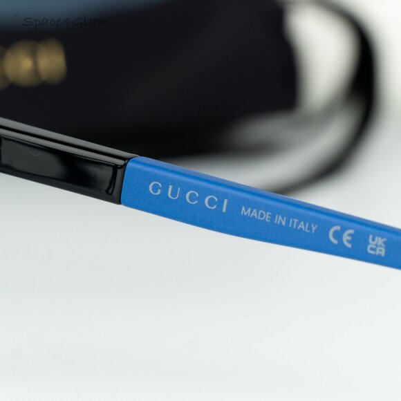 BRAND NEW Gucci GG1738O 004 Black Blue Demo Unisex Square Eyeglasses GG 1738O